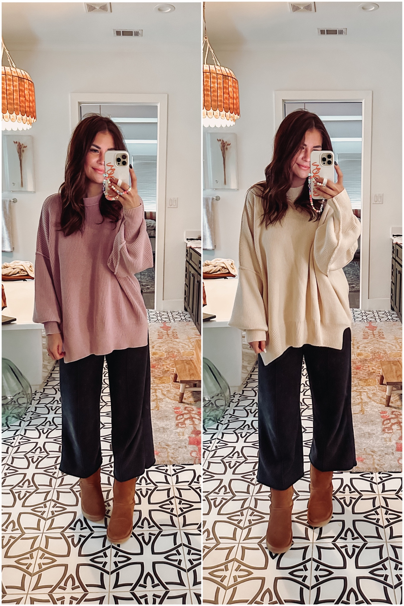 american eagle on the left (size small) and free people on the right (also, size small). AE is half the price and will probably go on sale at
some point! not as oversized as the FP one! 

#LTKfamily #LTKbump #LTKstyletip