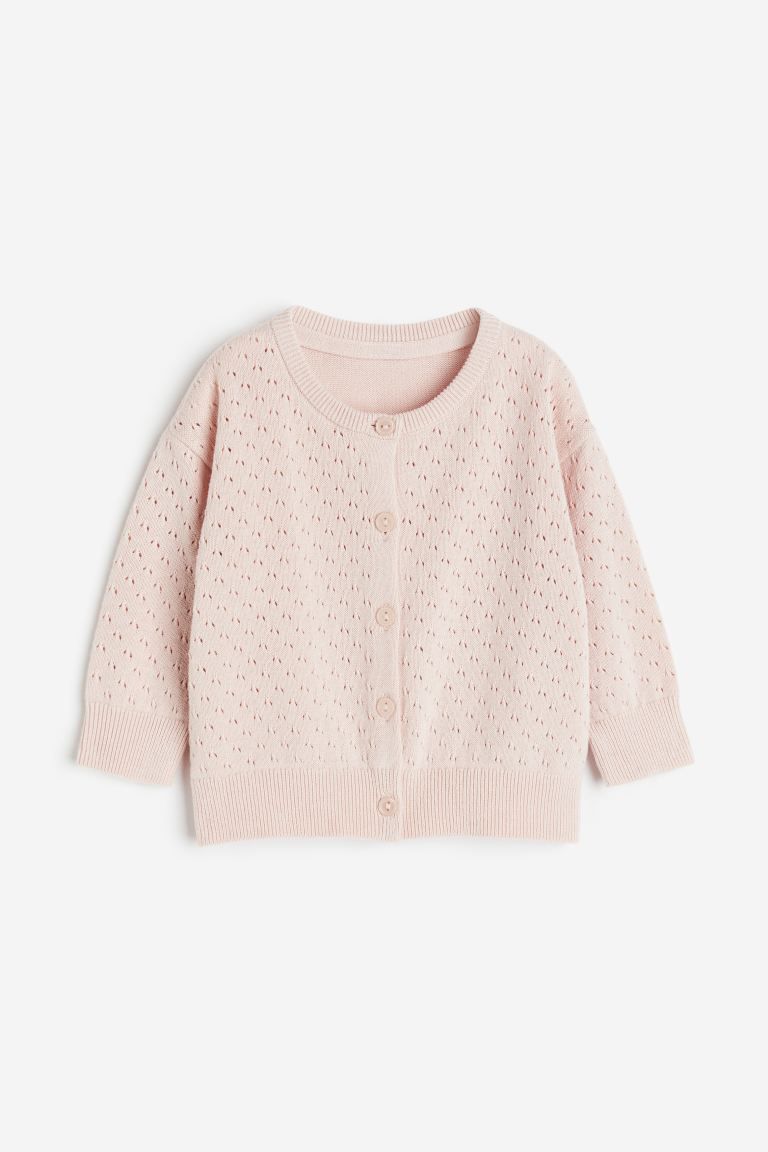 Pointelle-knit Cardigan - Light dusty pink - Kids | H&M US | H&M (US + CA)