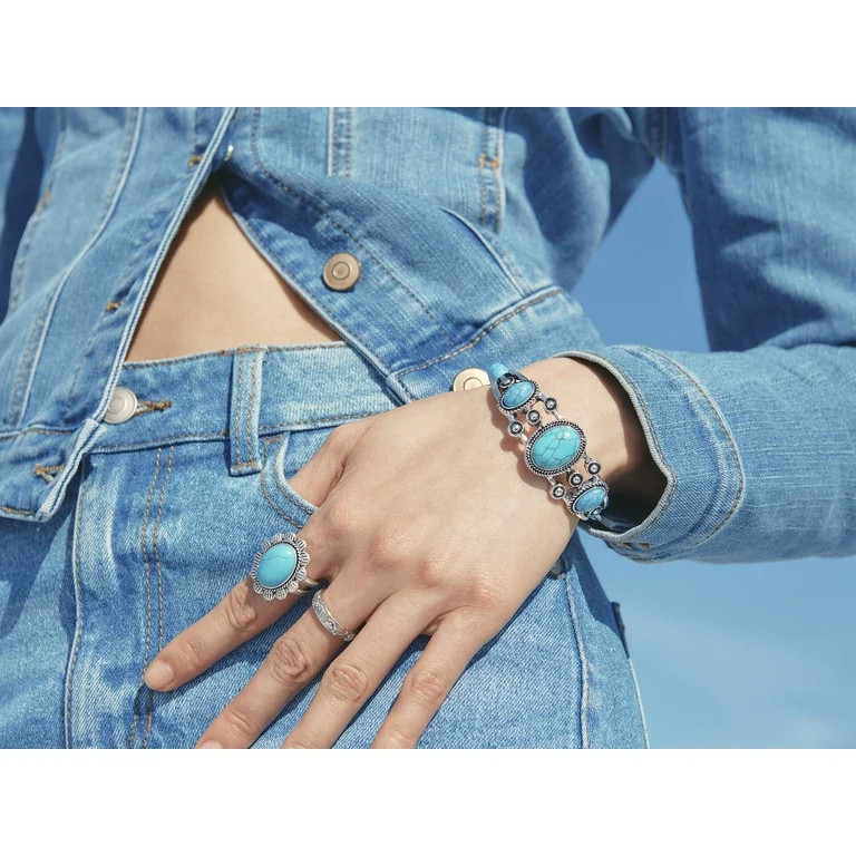 Jessica Simpson Women's Faux Turquoise Ring Set, 2-Piece | Walmart (US)