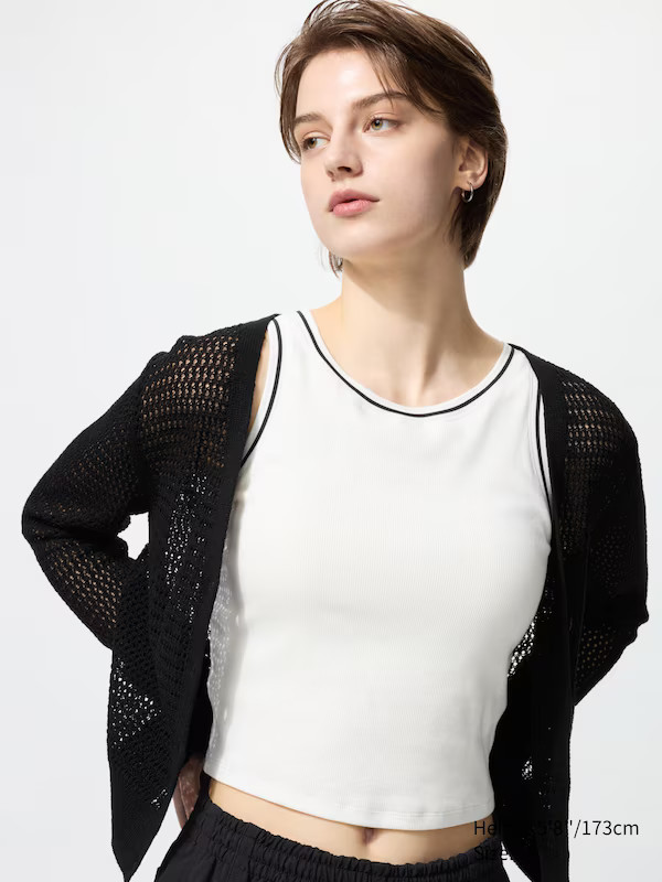 Ribbed Cropped Bra Top | Striped | UNIQLO (US)
