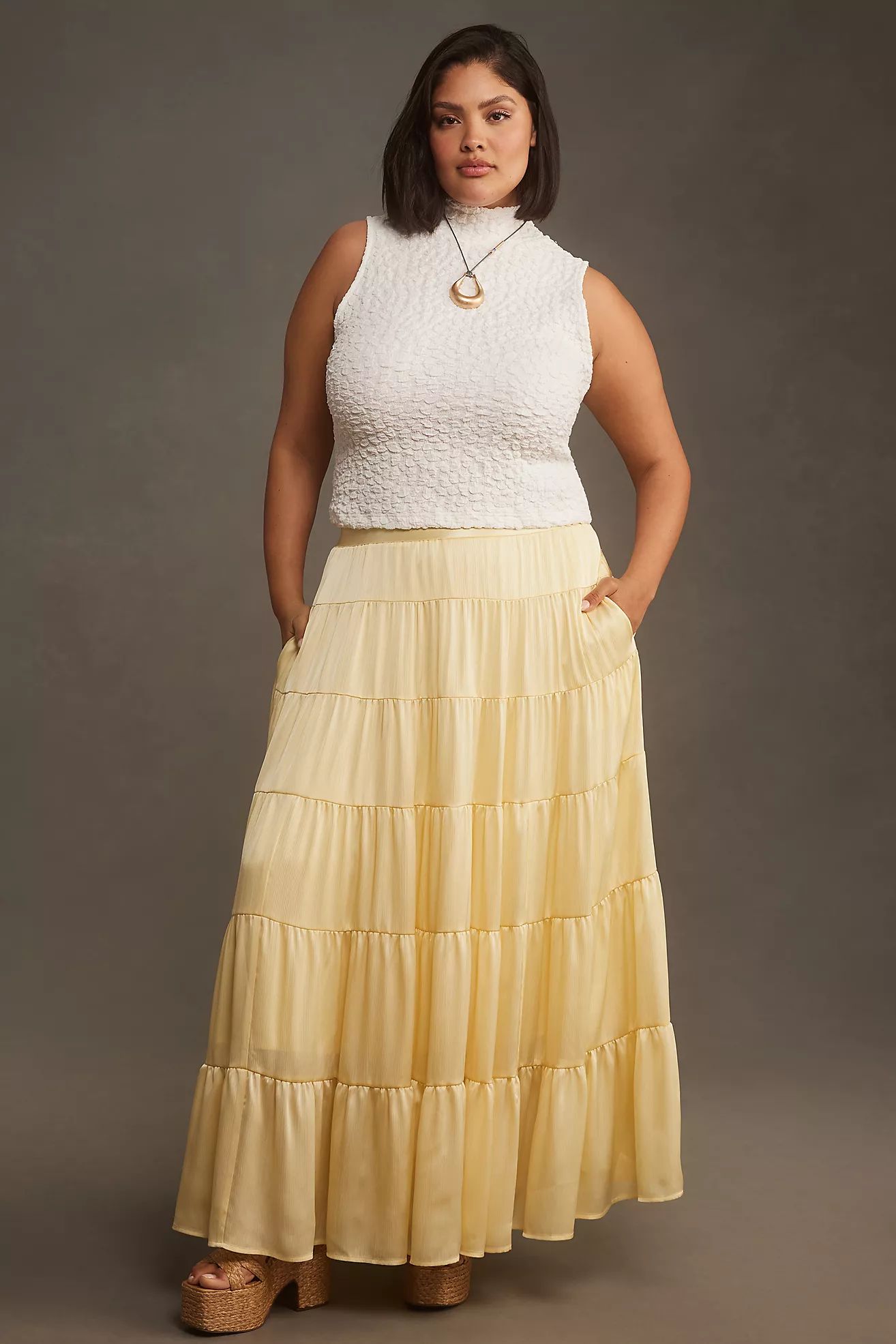 By Anthropologie Tiered Petticoat Midi Skirt | Anthropologie (US)