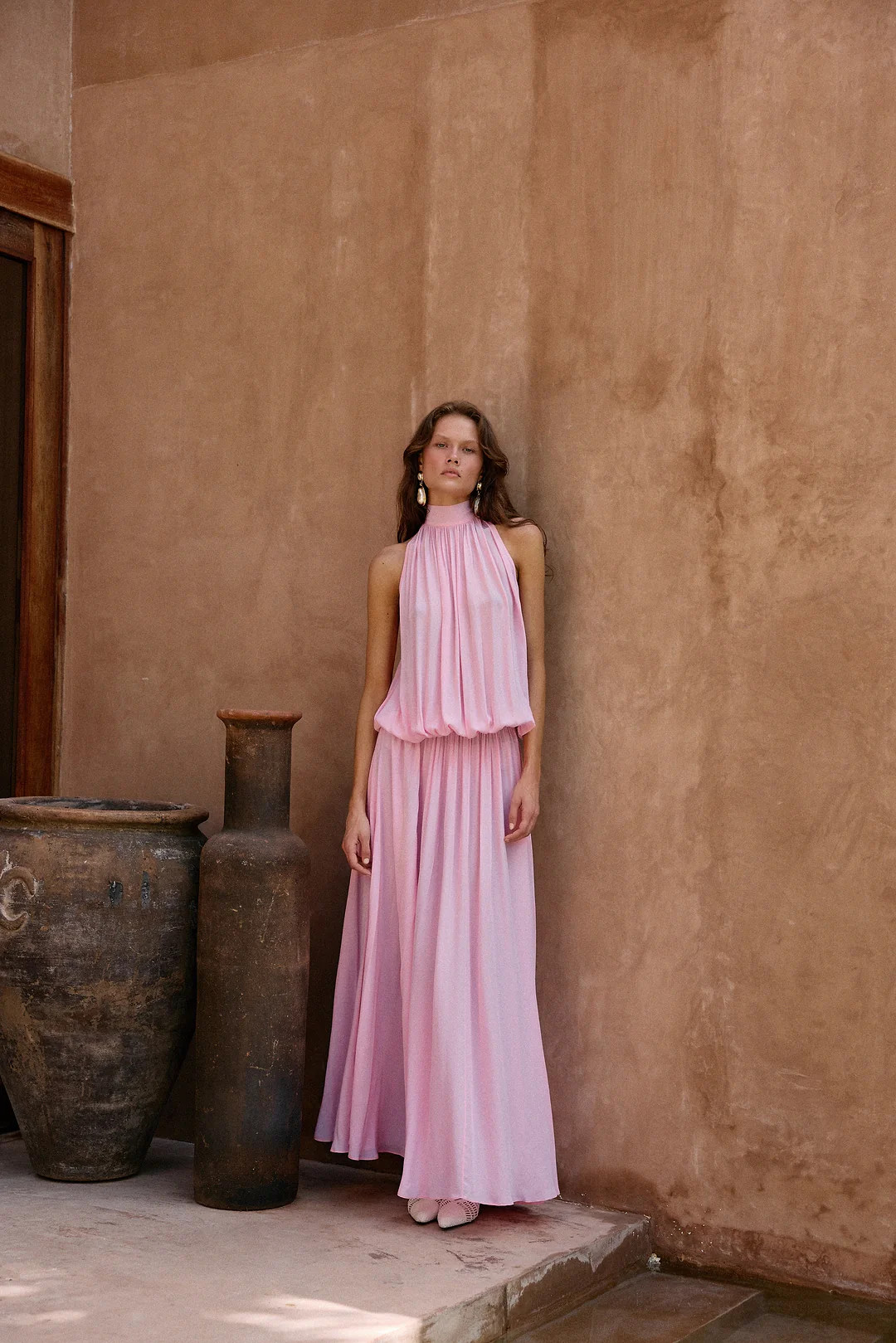 Drop Waist Chiffon Gown (Lilac Pink) | SAME