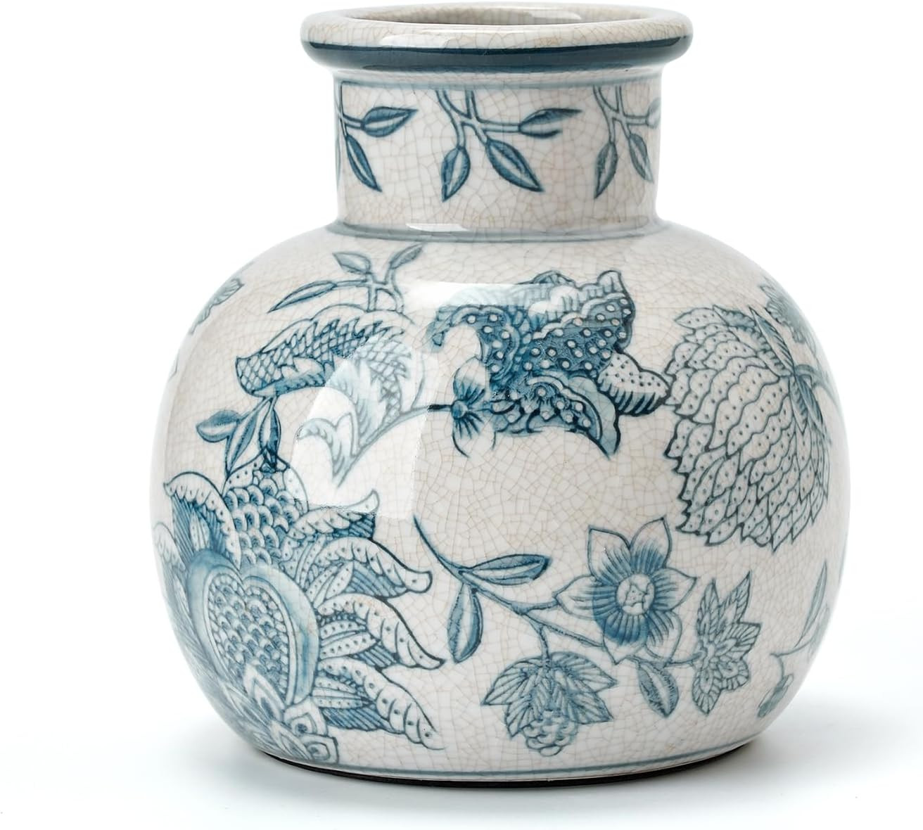 SIDUCAL Blue and White Vintage Vase | 6 Inch Ceramic Chinoiserie Floral | Retro Ice Cracked Blue ... | Amazon (US)
