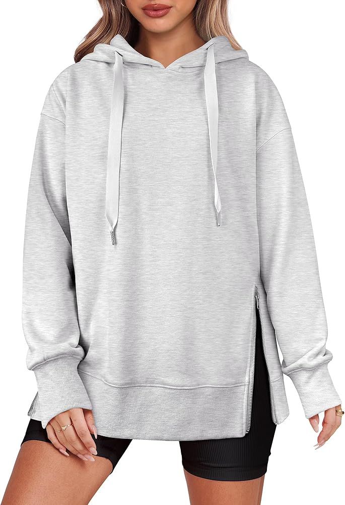 ANRABESS Women Oversized Hoodies Side Zipper Fleece Long Sweatshirts Lightweight Tunic Pullover 2... | Amazon (US)