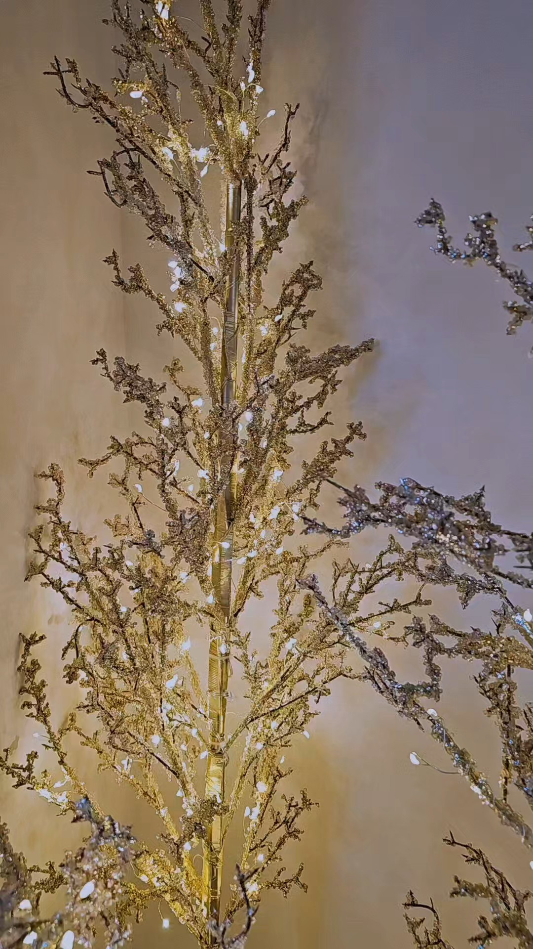 Beautiful set of 3 gold twinkle light trees on black friday sale. Gives off the prettiest glow and I love the twinkle.  I think these will be perfect for my front porch.  #walmart #Christmas #christmasdecor

