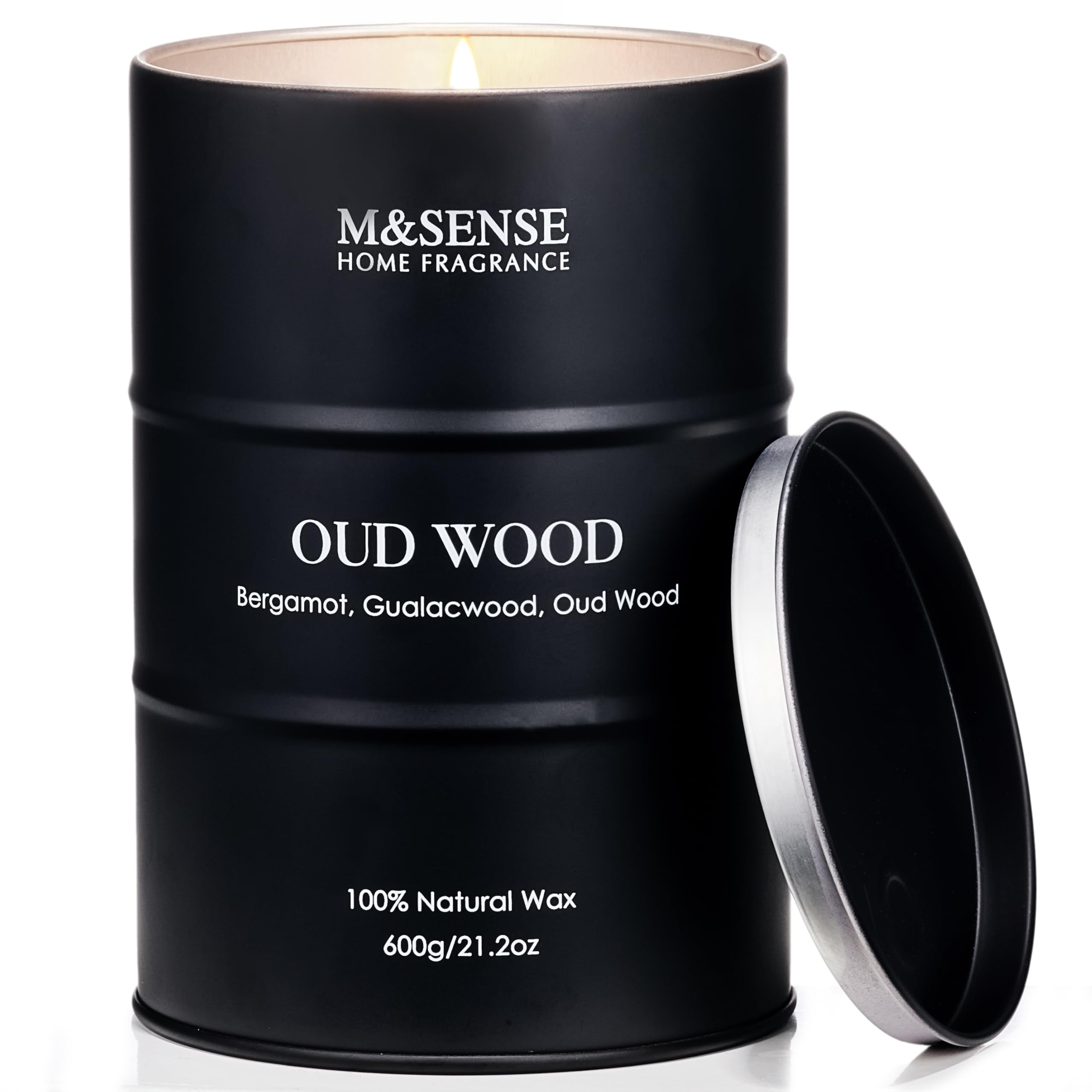 M&SENSE Oud Wood Large Scented Candles Gifts for Men，600g 130 Hours Highly Scented Canldes Long... | Amazon (UK)