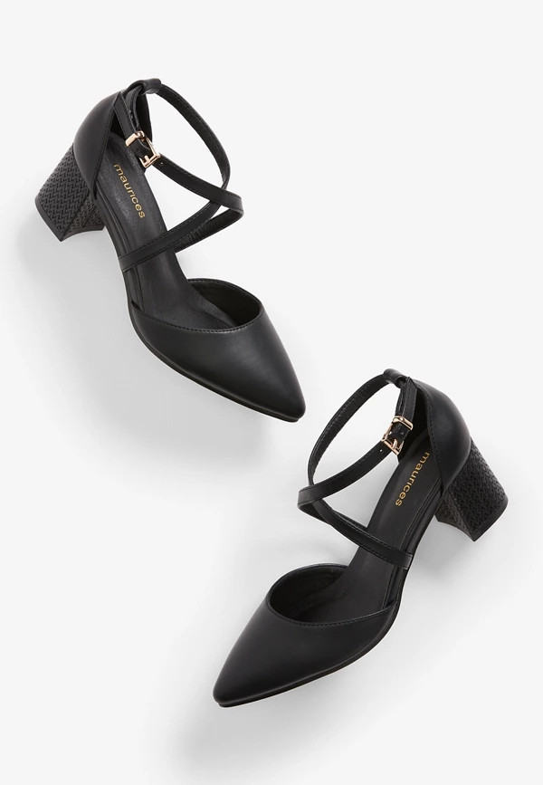 Lucy Black Criss Cross Strap Heel | Maurices