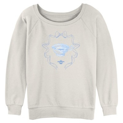 Juniors Bridgerton Regency Teacup Queen Bee Ribbon Frame Sweatshirt - Egret - X Large | Target