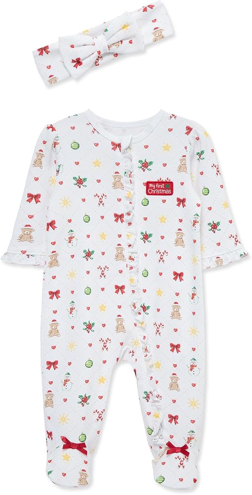 Little Me Clothes for Baby Girls' Footie and Headband, Newborn - 9 Months | Amazon (US)