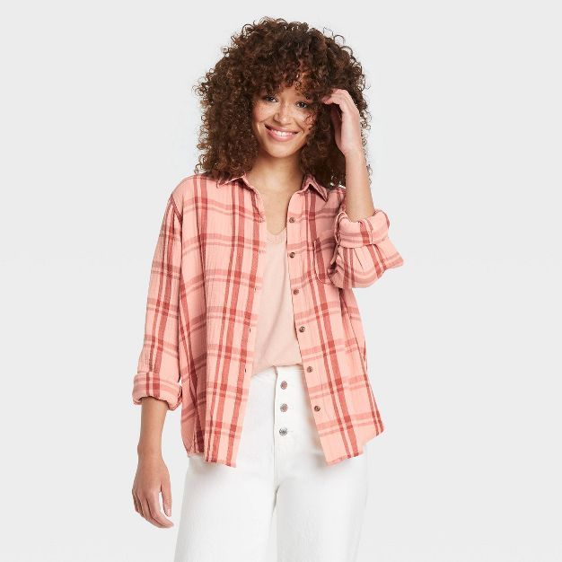 Women's Long Sleeve Gauze Button-Down Shirt - Universal Thread™ | Target