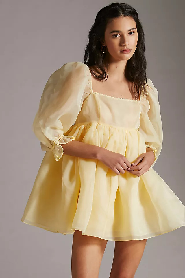 Selkie Puffed-Sleeve Square-Neck Mini Dress | Anthropologie (US)