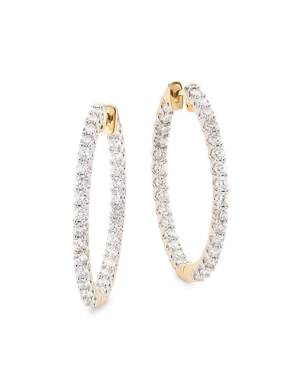 14K Yellow Gold & 2 TCW Diamond Inside-Out Hoop Earrings | Saks Fifth Avenue