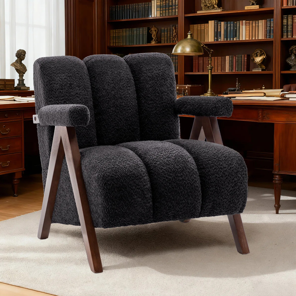 Draedyn Upholstered Boucle Armchair with Solid Wood Legs | Wayfair North America