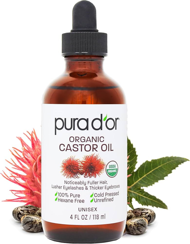 Amazon.com : PURA D'OR 4 Oz ORGANIC Castor Oil - 100% Pure USDA Certified Cold Pressed, Hexane Fr... | Amazon (US)