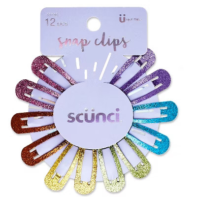 scunci Glitter Rainbow Snap Clips - 12pk | Target