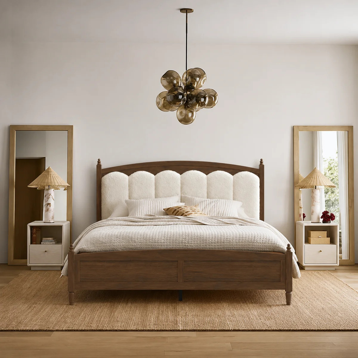 Heritage Mid-Century Bed Frame with Upholstered Headboard | Wayfair North America