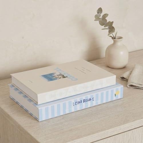 Beautiful Decorative Books - Set of 2 Boxes Enhance Your Coffee Table, Bookshelf or Mantel Shelf Decor - Aesthetic Fake/Faux Books for Modern Home Decoration, Photo Storage and as a Keepsake Box | Amazon (US)