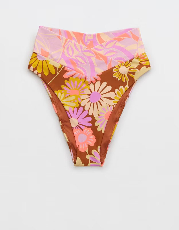 Aerie Crossover High Cut Cheeky Bikini Bottom | American Eagle Outfitters (US & CA)