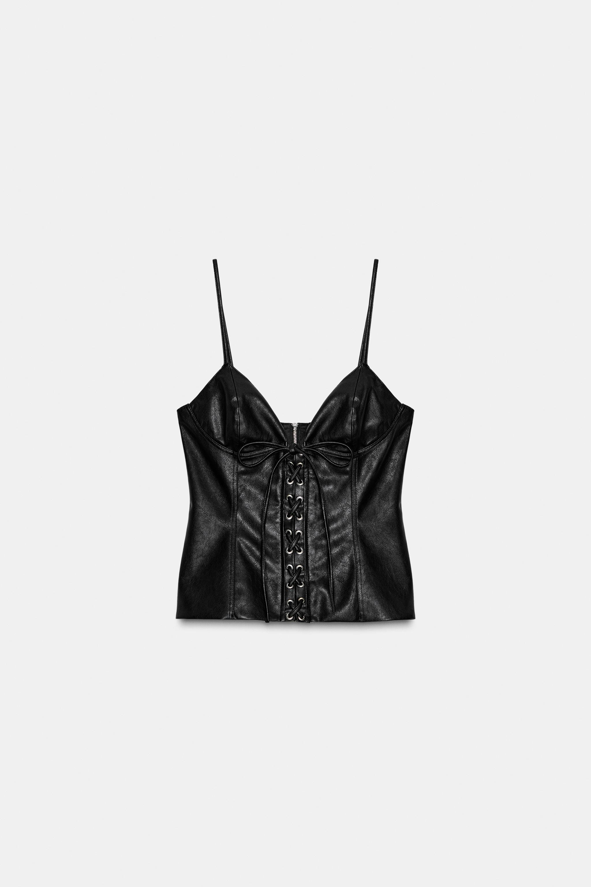 FAUX LEATHER TIE STRAP TOP | Zara US
