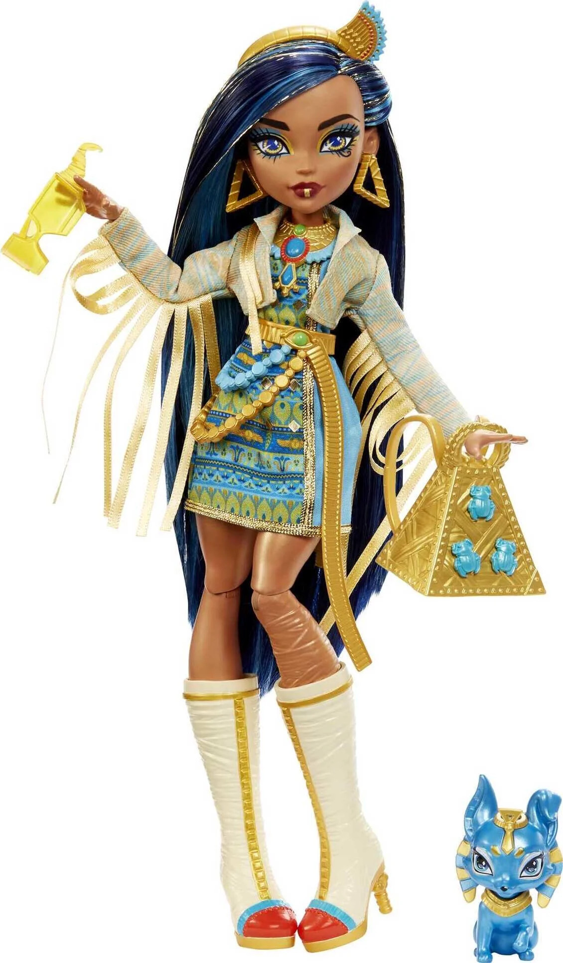 Monster High Cleo De Nile Fashion Doll with Blue Streaked Hair, Accessories & Pet Dog - Walmart.c... | Walmart (US)