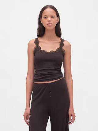 Mini Rib Lace PJ Tank Top | Gap (US)
