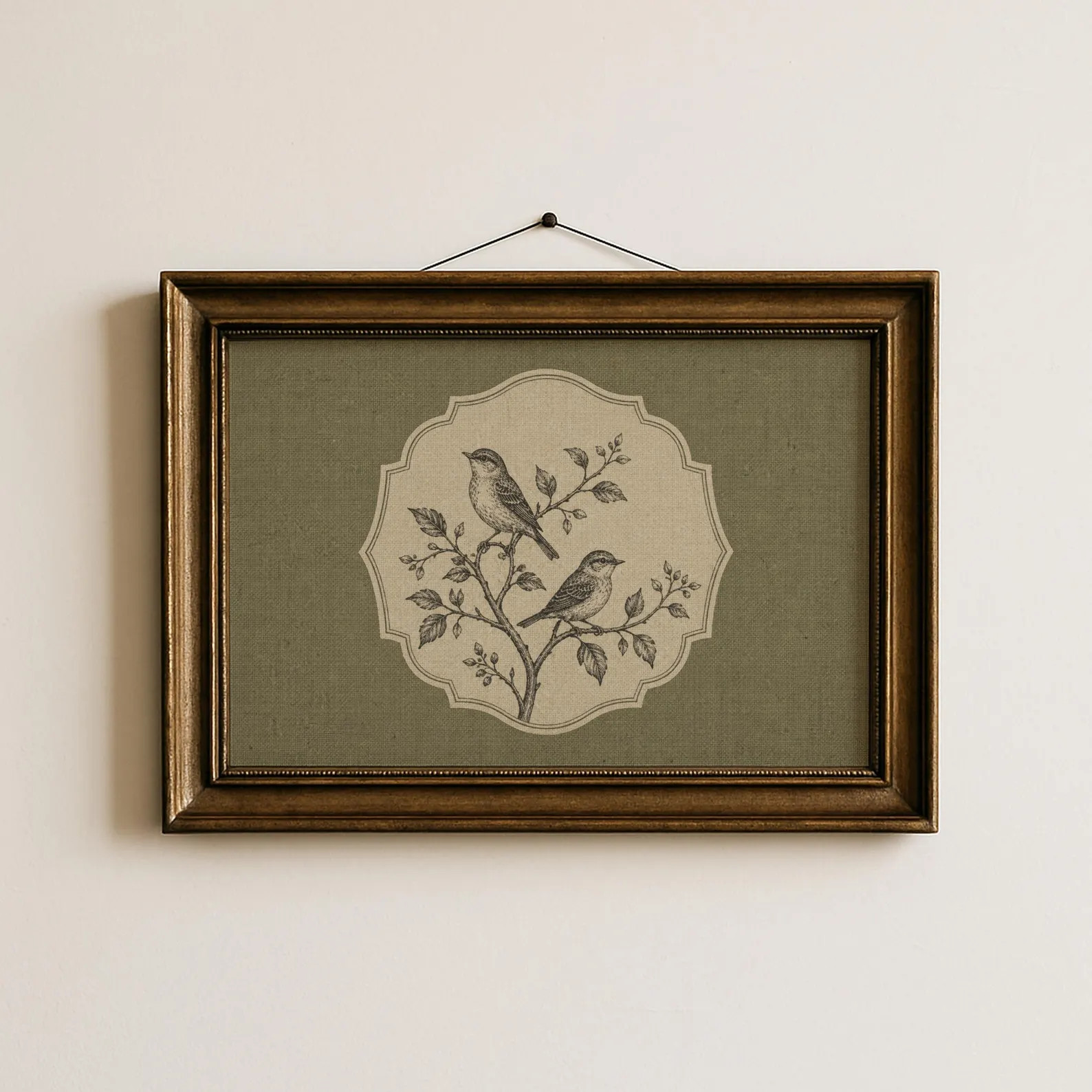 Vintage Botanical Bird Art Print, Rustic Linen Style (unframed) - Etsy | Etsy (Global)
