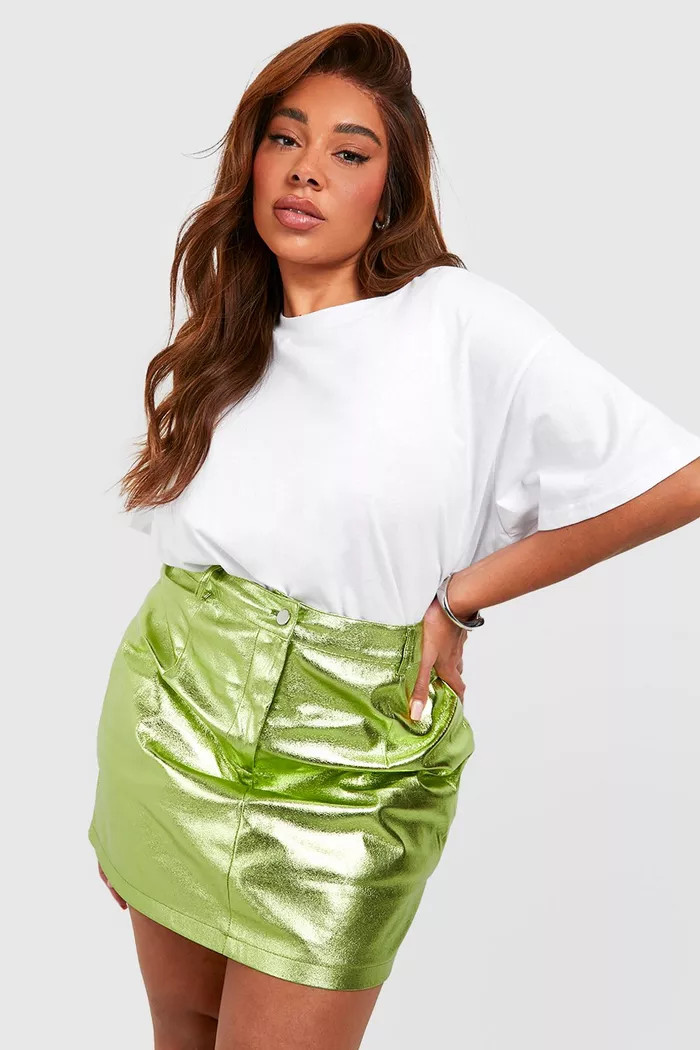 Plus Metallic Mini Skirt | boohoo (US & Canada)