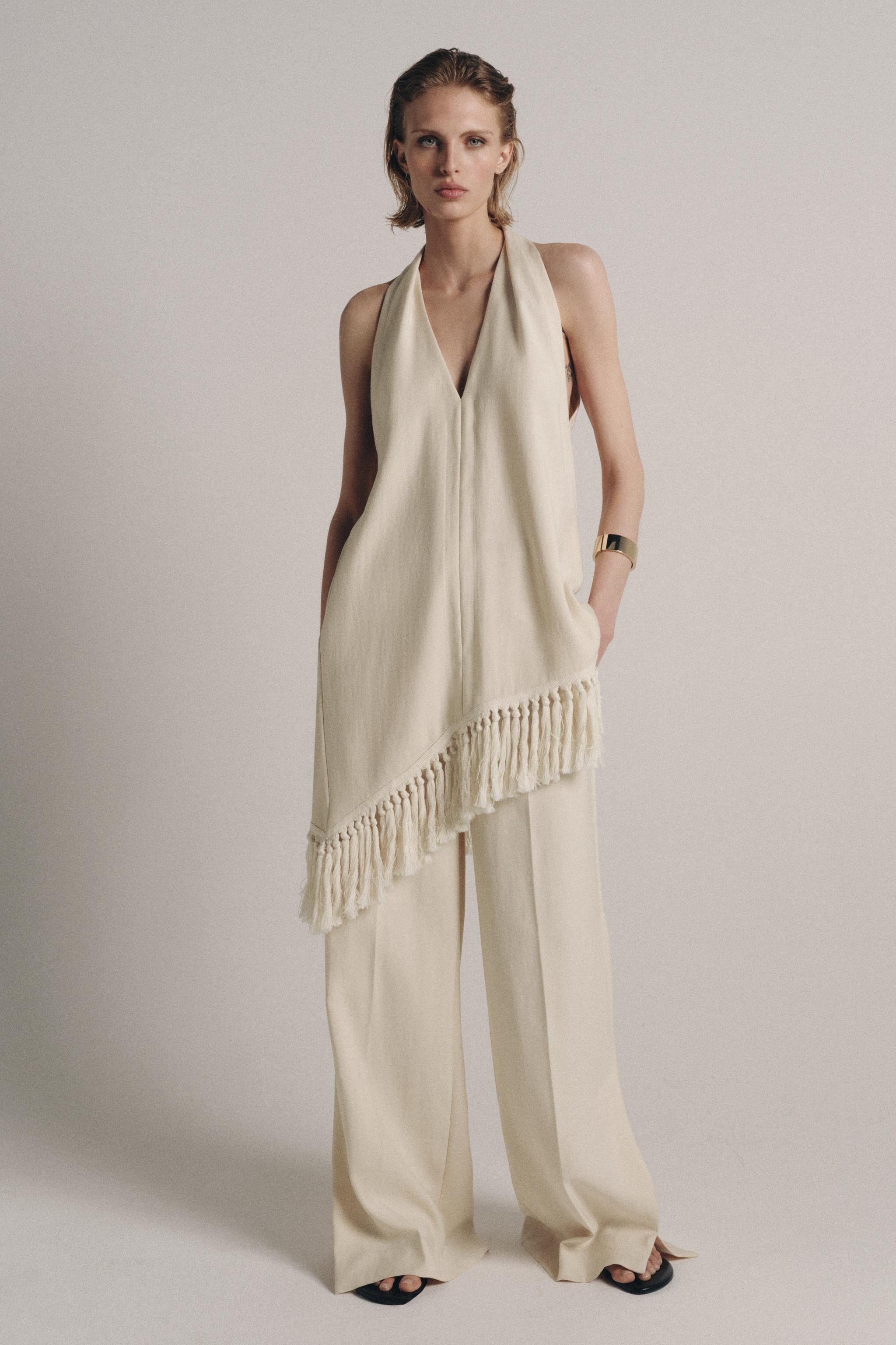 FRINGED HALTER TOP ZW COLLECTION | Zara US