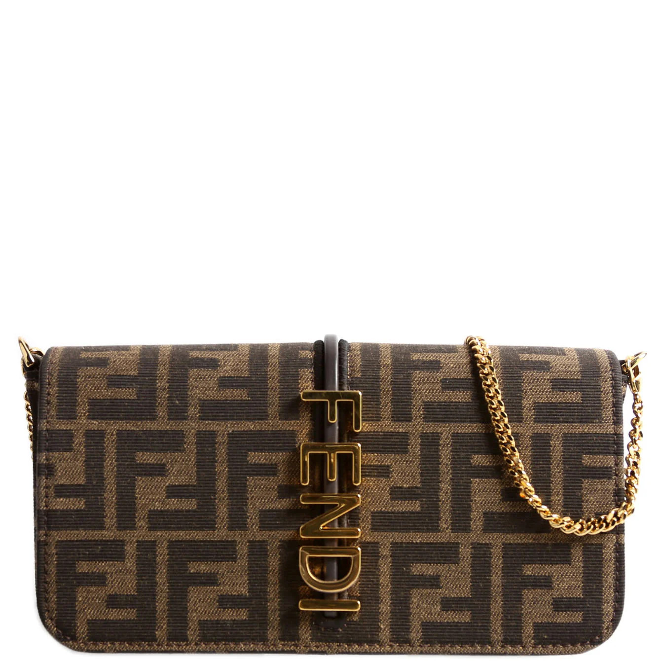 8BS076 FF Jacquard Fendigraphy Wallet On Chain | Keeks Designer Handbags