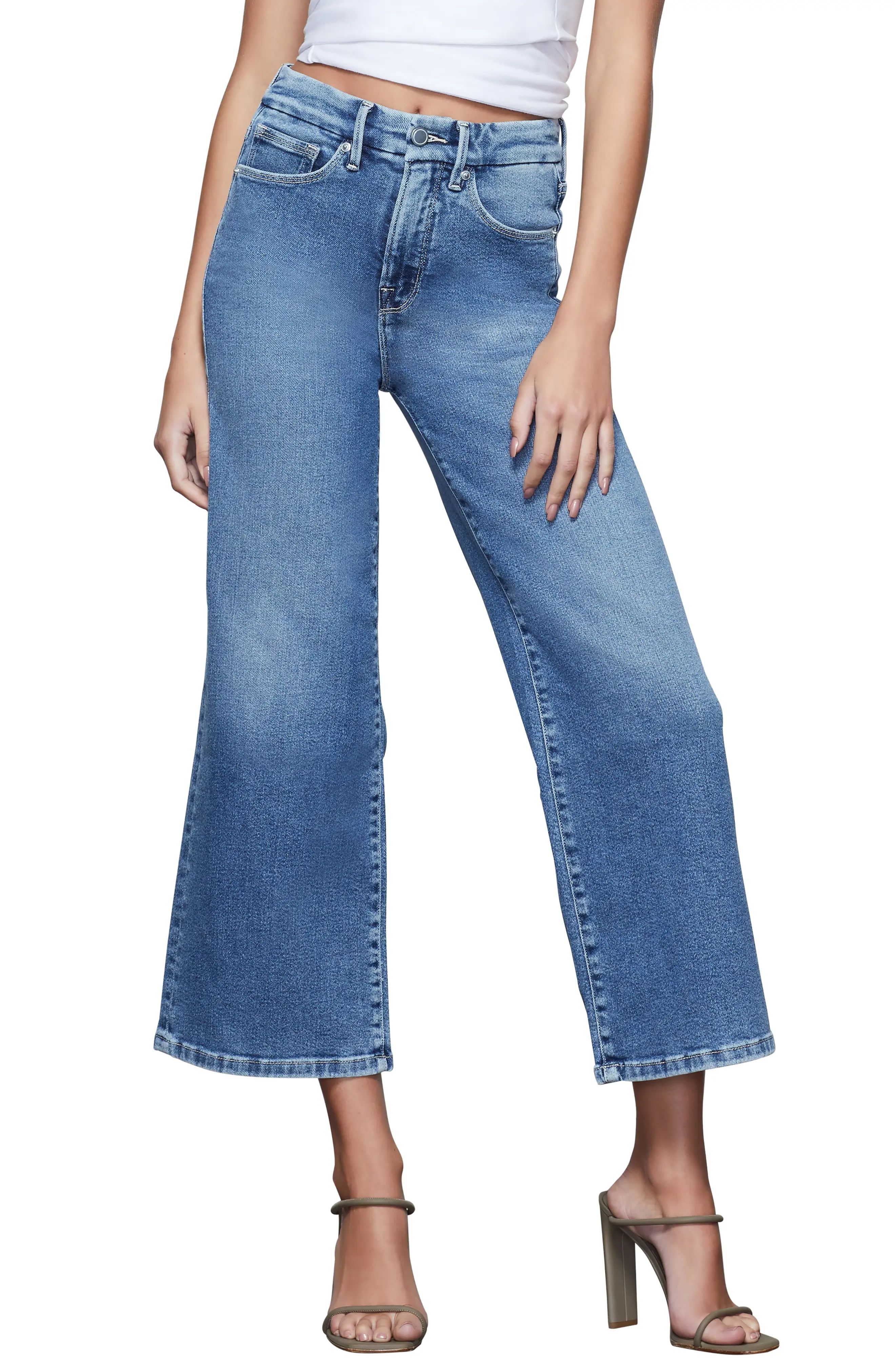 Women's Good American Palazzo Crop Jeans, Size 6 - Blue | Nordstrom