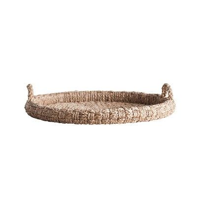 29" x 5" Round Braided Bankuan Tray with Handles Natural - Storied Home | Target