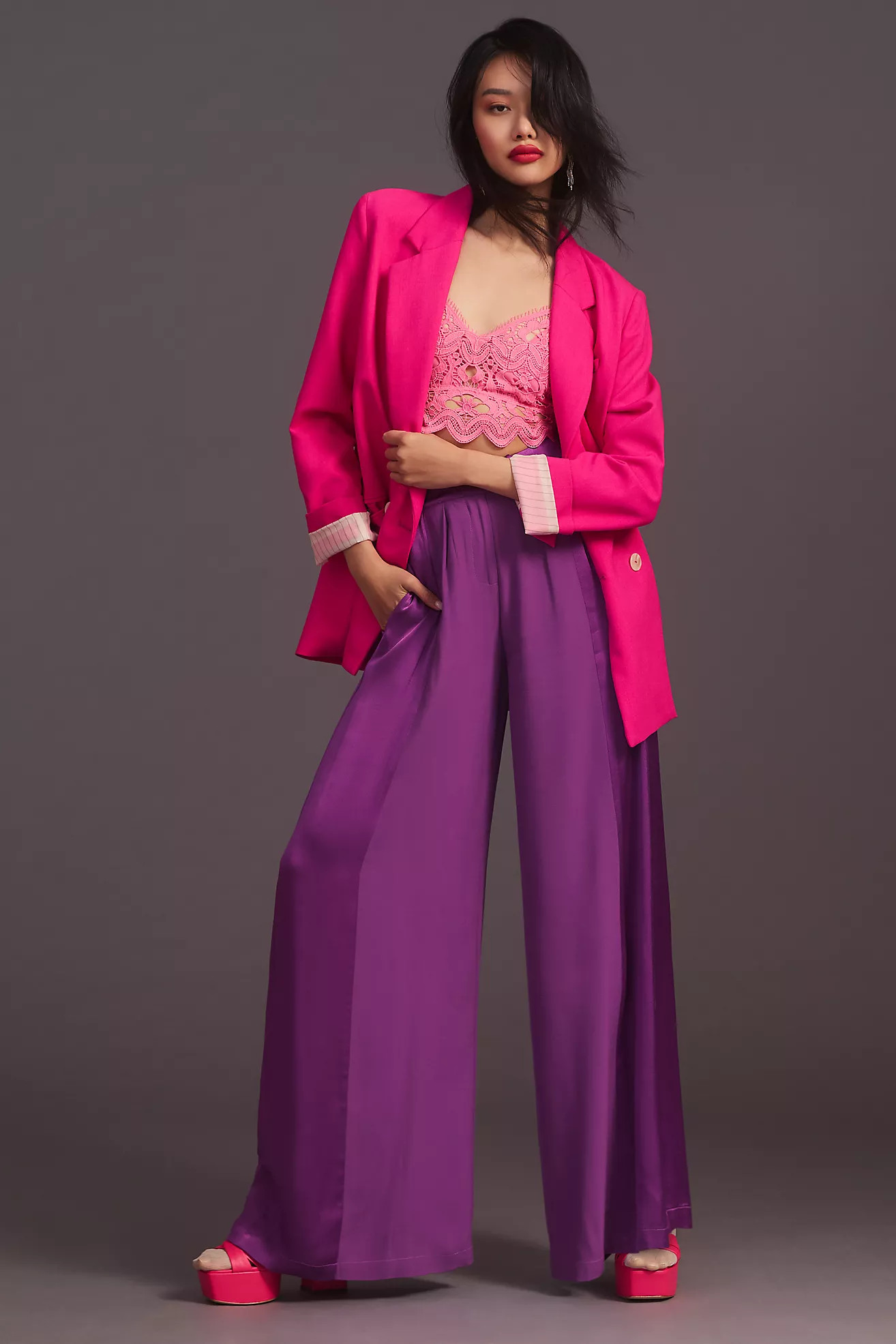 Corey Lynn Calter Wide-Leg Satin Pants | Anthropologie (US)