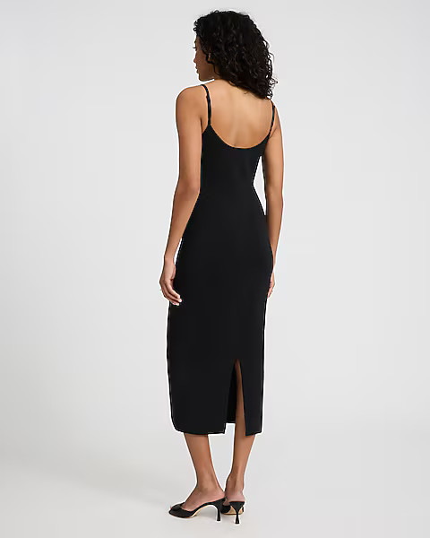 Body Contour V-Wire Sleeveless Midi Dress | Express