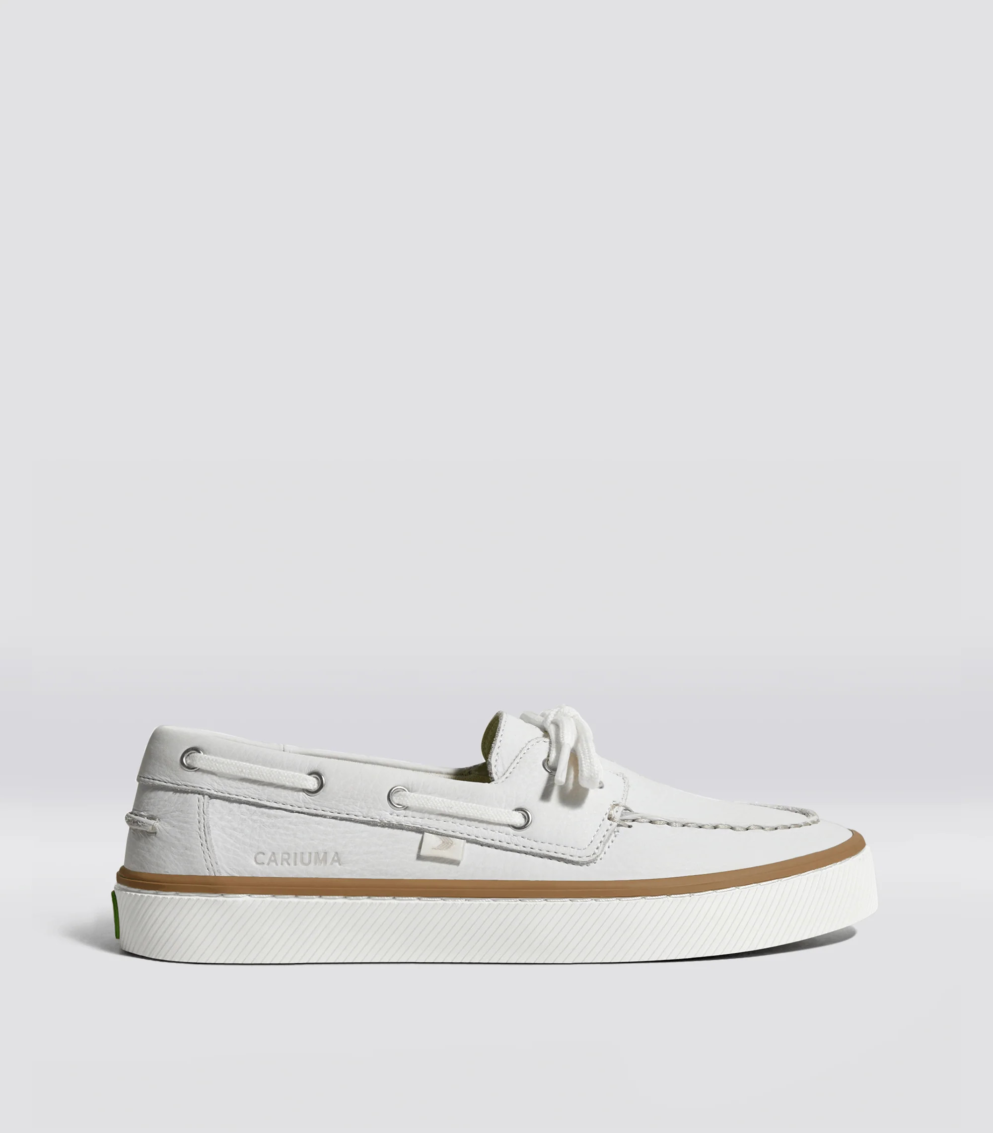 Women's White Premium Leather Boat Shoes | Maré | Cariuma