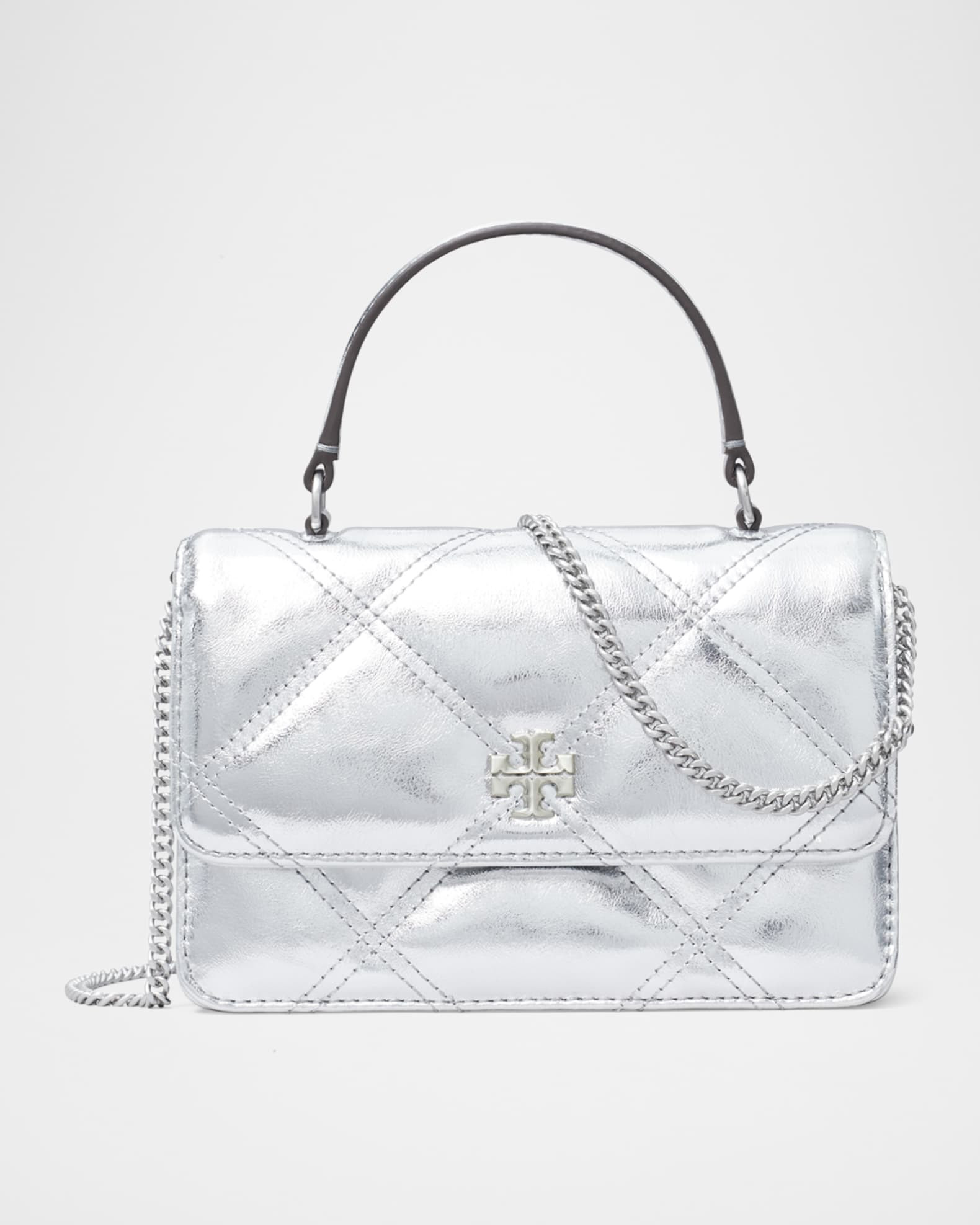 Kira Mini Quilted Metallic Leather Top-Handle Bag | Neiman Marcus