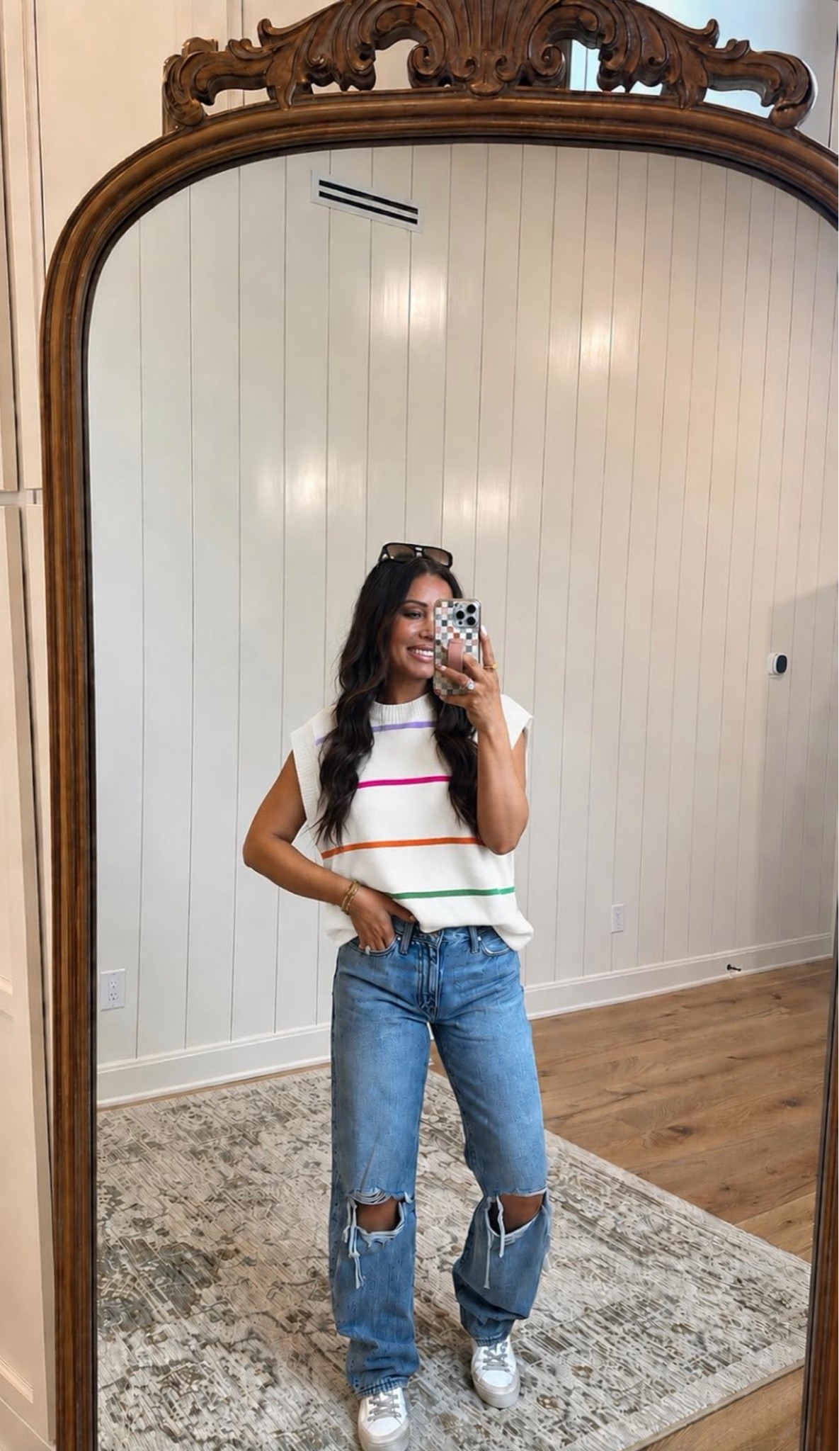 The cutest rainbow knit for transitioning into fall! 🌈🤍 Paired with trendy distressed denim and comfy sneakers for the perfect everyday look. Everything is linked in my LTK! ✨#LTKStyle #LTKFashion #AmazonFashion #EverydayStyle #CasualChic #FallStyle #AffordableFashion #OOTD #StyleInspo #FashionFinds #AmazonFinds #ShopMyLook

#LTKootd #LTKOver40 #LTKdayinmylife
