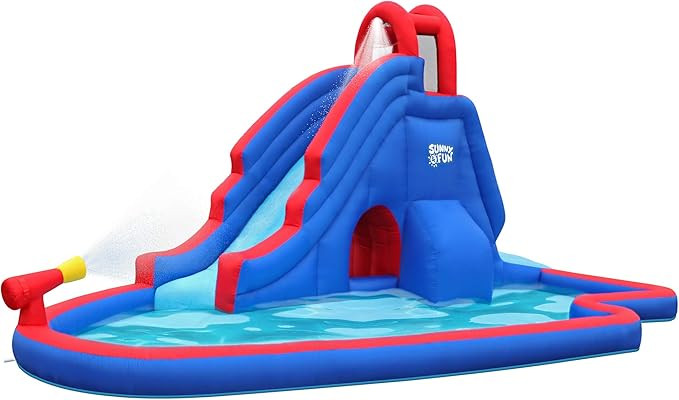 Sunny & Fun Deluxe Inflatable Water Slide Park & Splash Pool with Tunnel - Heavy-Duty for Outdoor... | Amazon (US)