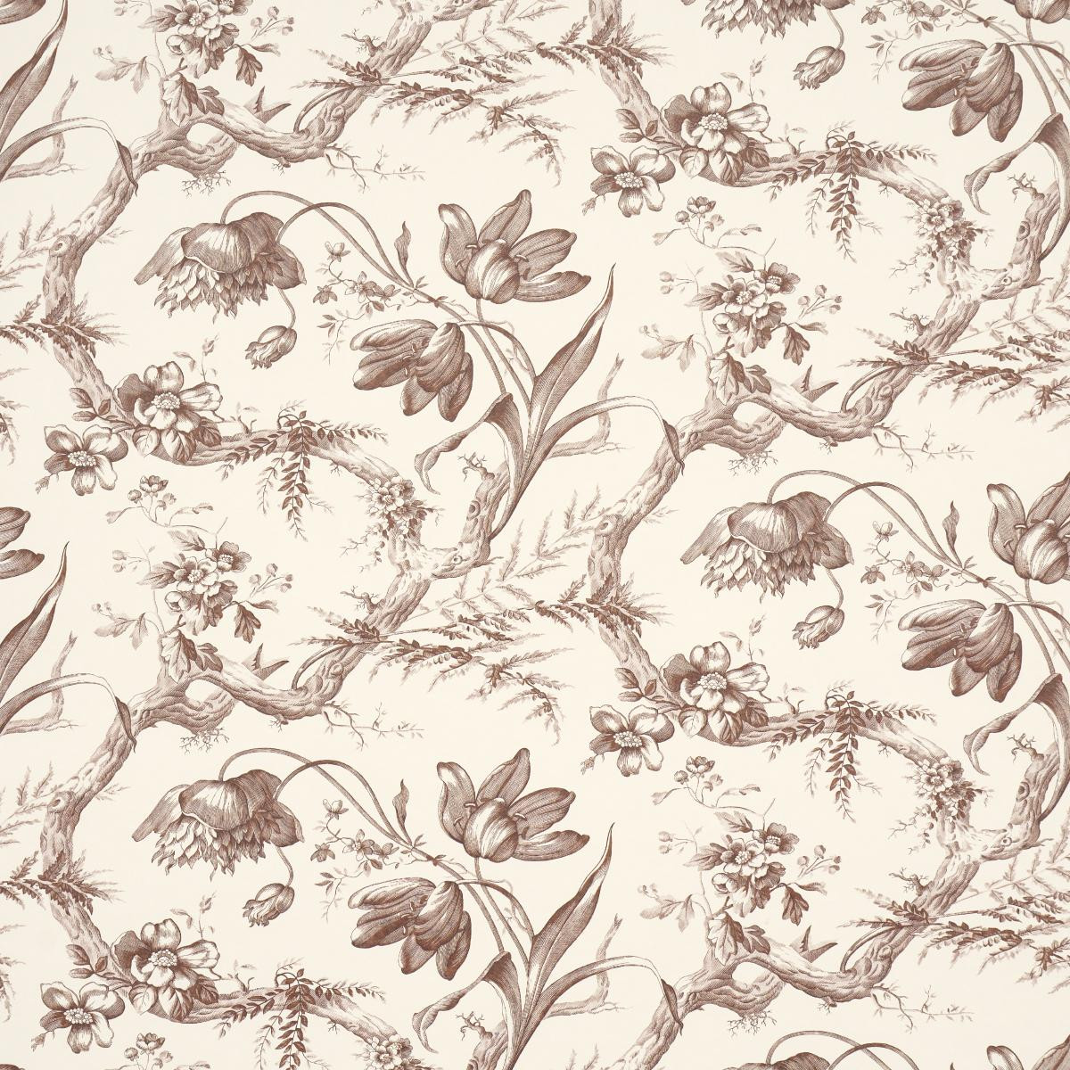 Schumacher Toile De Fleurs Fawn Wallpaper | DecoratorsBest