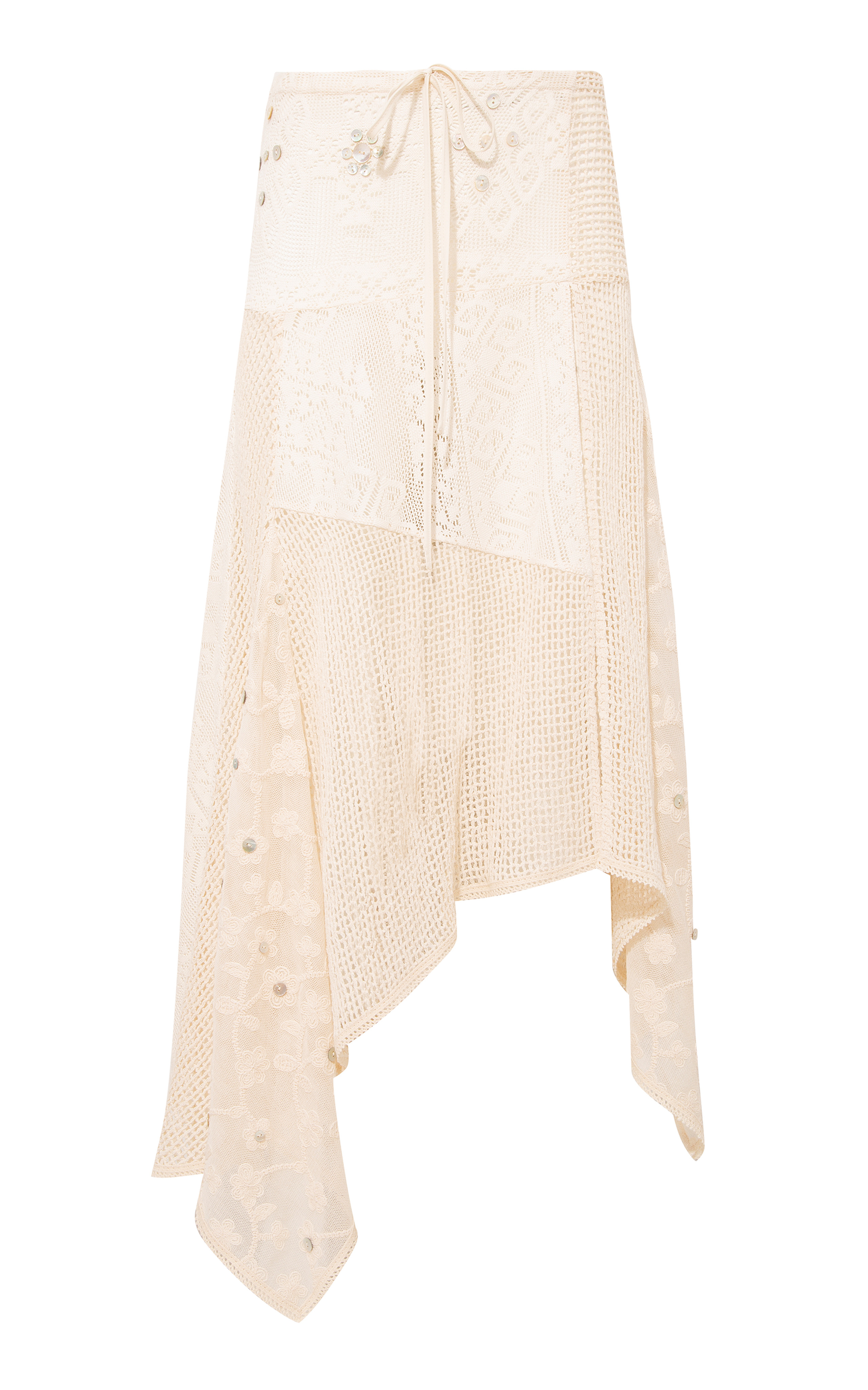 Felipe Asymmetric Lace Midi Skirt | Moda Operandi (Global)