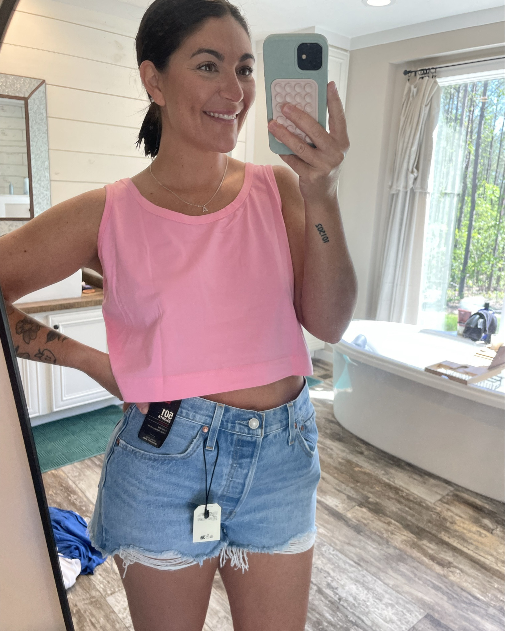 Such a good versatile top! Pairs cute for a causal look with Jean shorts and so cute with this workout skort!

#LTKStyleTip #LTKActive #LTKFindsUnder50