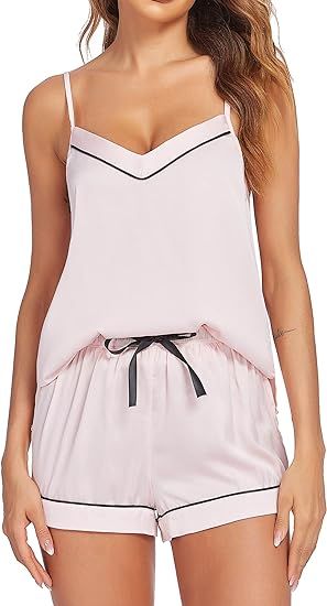 Ekouaer Satin Pajamas Women's Soft Sleepwear Lingerie Silk Cami Shorts Set Nightwear S-XXL | Amazon (US)