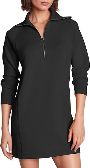 Womens Long Sleeve Sweatshirt Dress Crewneck Quarter Zip Mini Dresses with Pocket 2025 Fall Winte... | Amazon (US)
