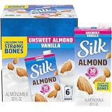 Silk Shelf-Stable Almond Milk, Unsweetened Vanilla, Dairy-Free, Vegan, Non-GMO Project Verified, 1 Q | Amazon (US)