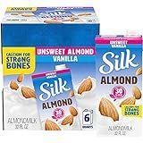 Silk Shelf-Stable Almond Milk, Unsweetened Vanilla, Dairy-Free, Vegan, Non-GMO Project Verified, 1 Q | Amazon (US)