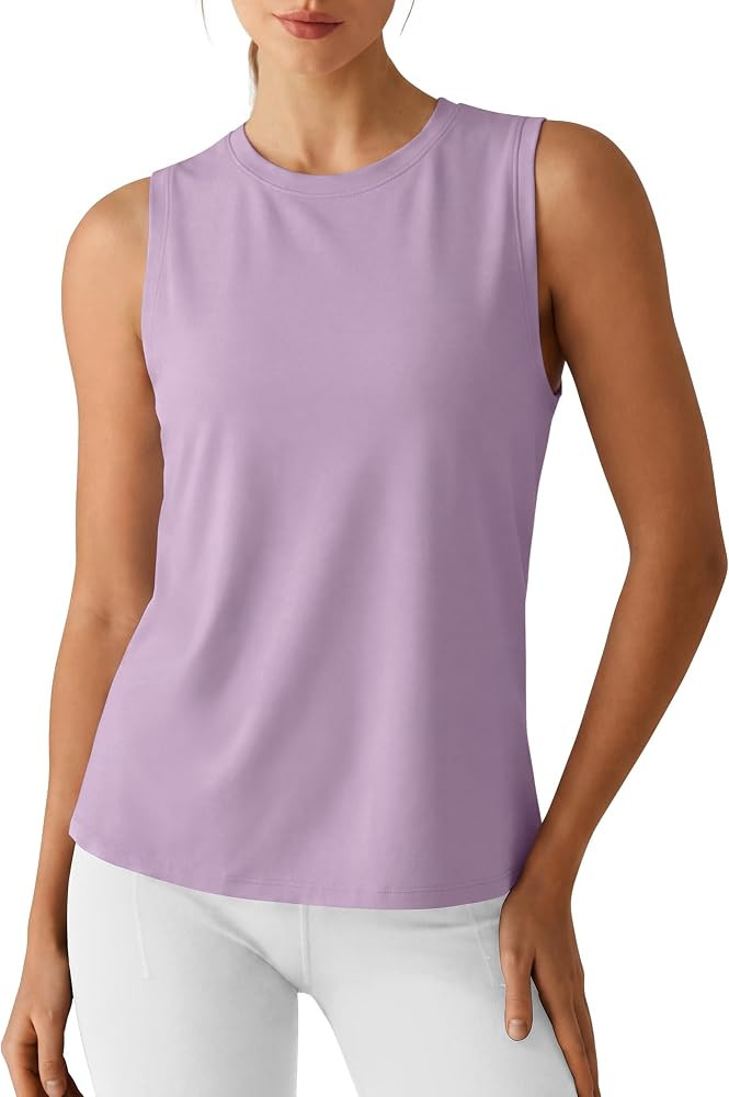 G4Free Lyocell Workout Running Tank Tops High Neck Athletic Tanks Loose Fit Hip Length Yoga Tenni... | Amazon (US)
