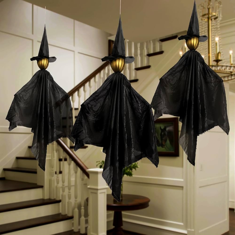 Halloween Decorations Outdoor 3PCS Hanging Witch Decor, Spooky Halloween Hanging Light up Witch f... | Amazon (US)