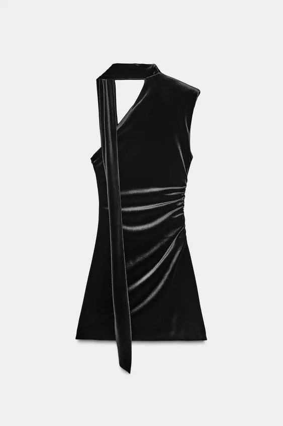 SHORT VELVET SCARF DRESS | Zara US