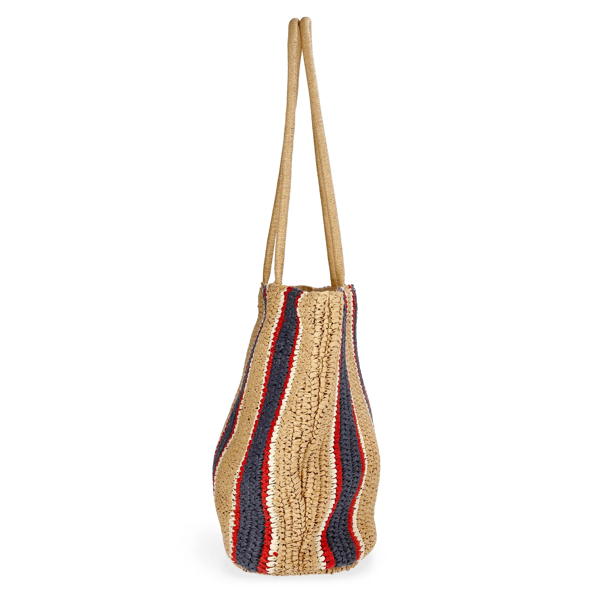Hero image 3 of Time and Tru Striped Straw Tote Handbag, Multicolor, 3 of 6 | Walmart (US)