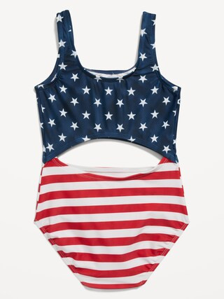 Matching Printed Cutout One-Piece Swimsuit for Girls | Old Navy (US)