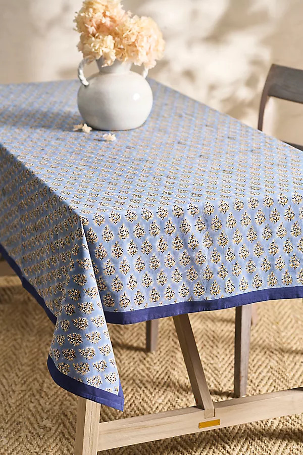 Samira Cotton Tablecloth, Blue | Terrain
